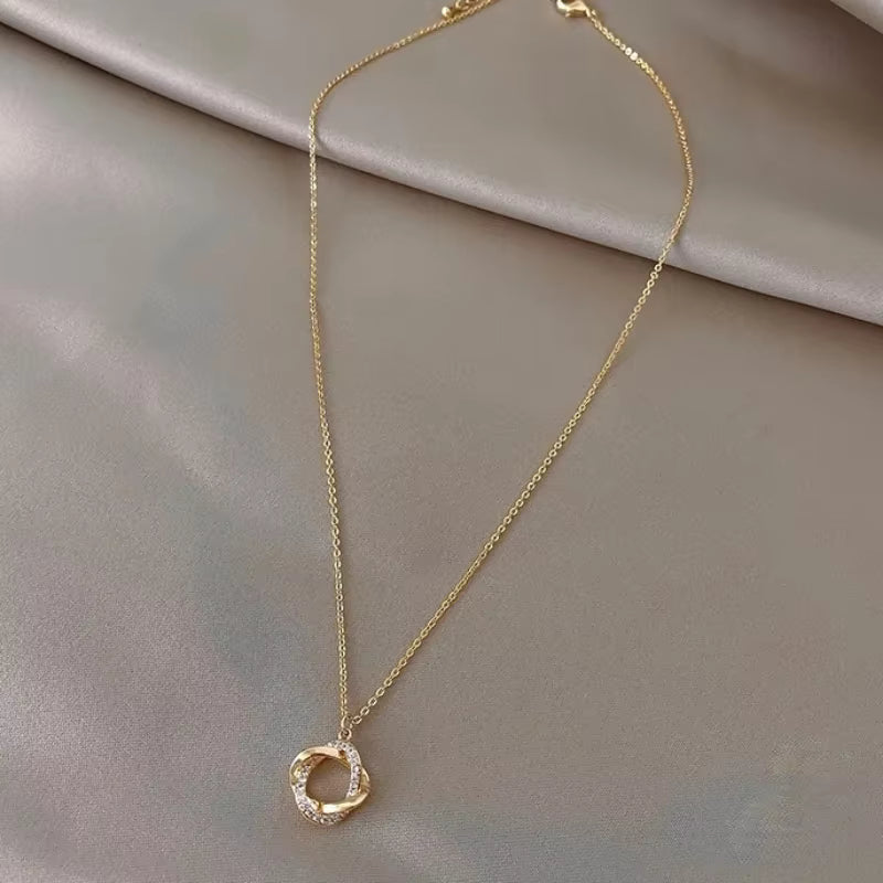 Cross Rotating Pendant Chain 14k Gold Plated Necklace