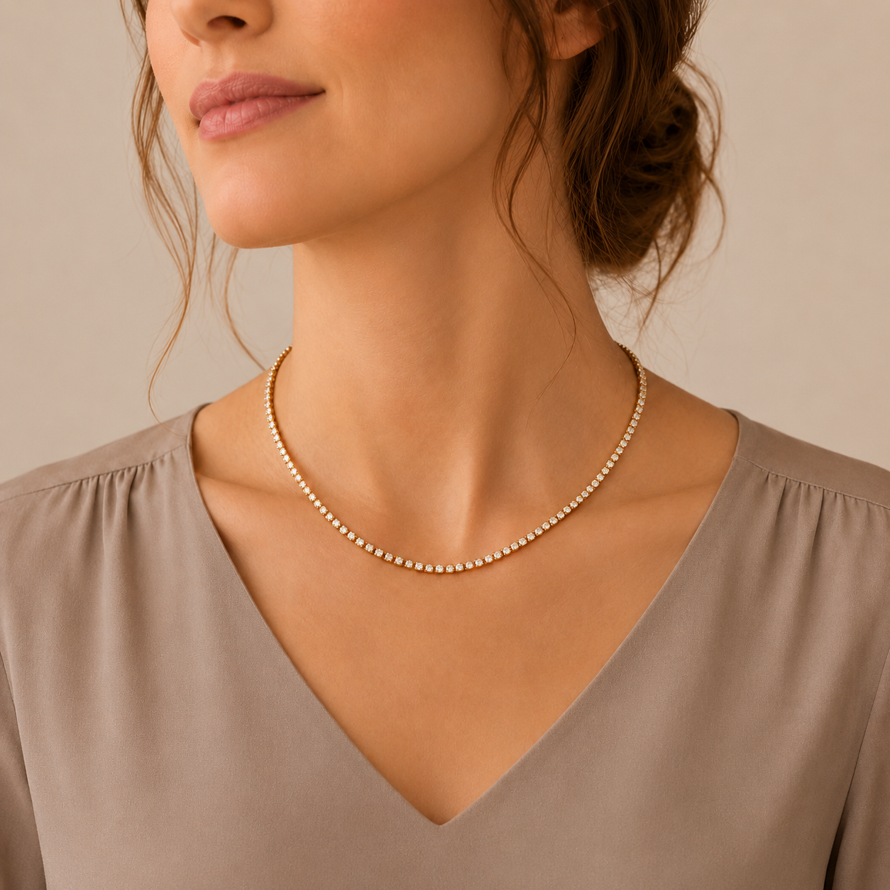 Tennis Necklace | Gold