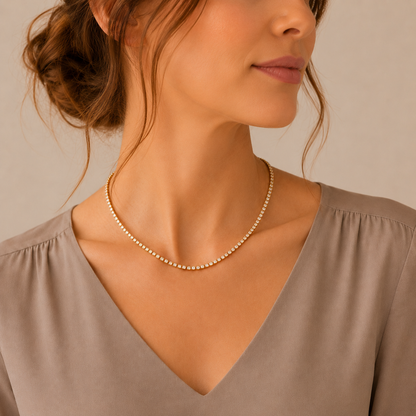 Tennis Necklace | Gold