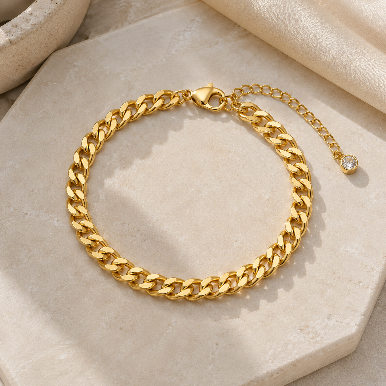 Cuban Link Chain Anklet | Gold