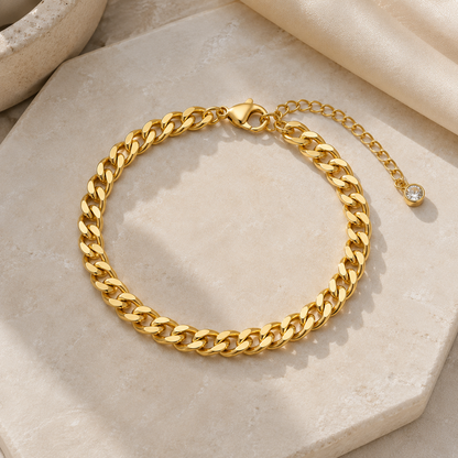 Cuban Link Chain Anklet | Gold