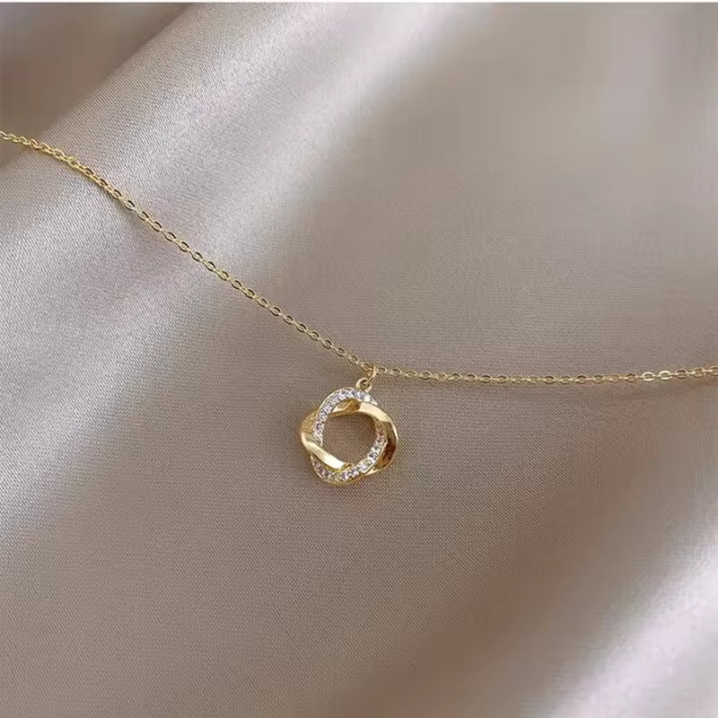 Cross Rotating Pendant Chain 14k Gold Plated Necklace