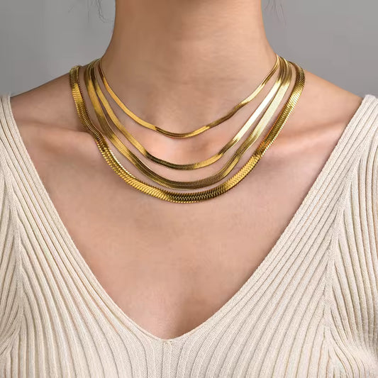 Flat Snake Chain Choker Necklace