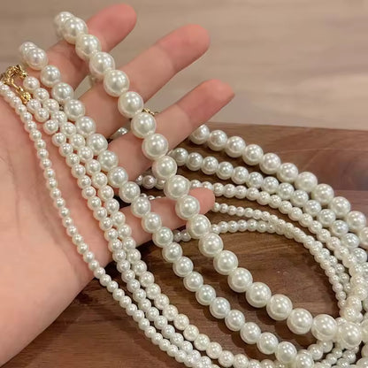 Vintage White Pearl Chain Choker Necklace