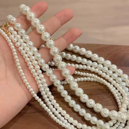 Vintage White Pearl Chain Choker Necklace