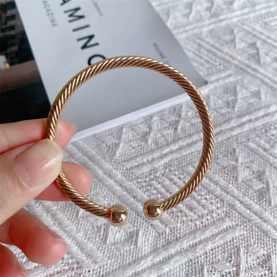 Punk Open Round Beads Bracelet | Gold