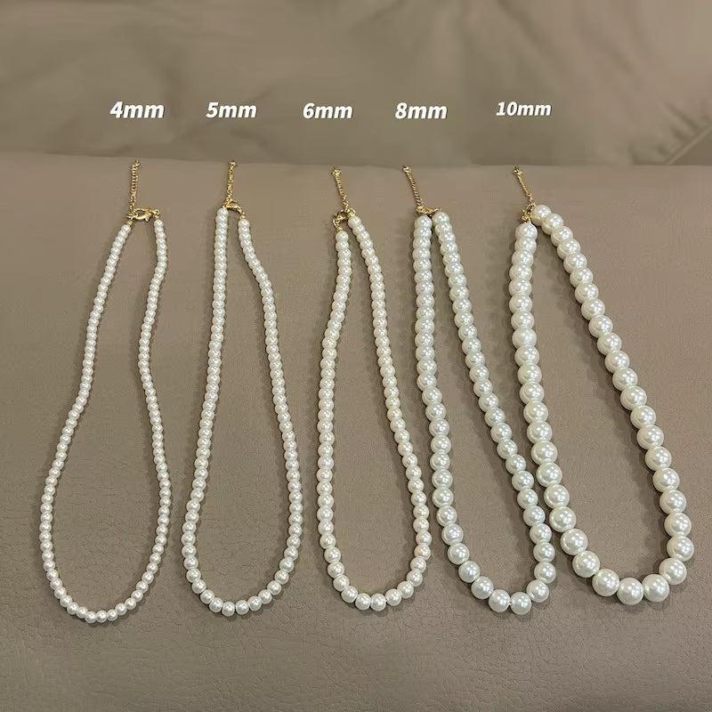 Vintage White Pearl Chain Choker Necklace