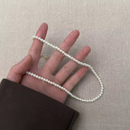 Vintage White Pearl Chain Choker Necklace