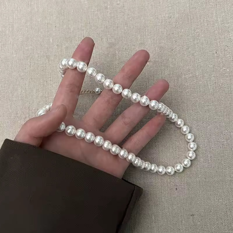 Vintage White Pearl Chain Choker Necklace
