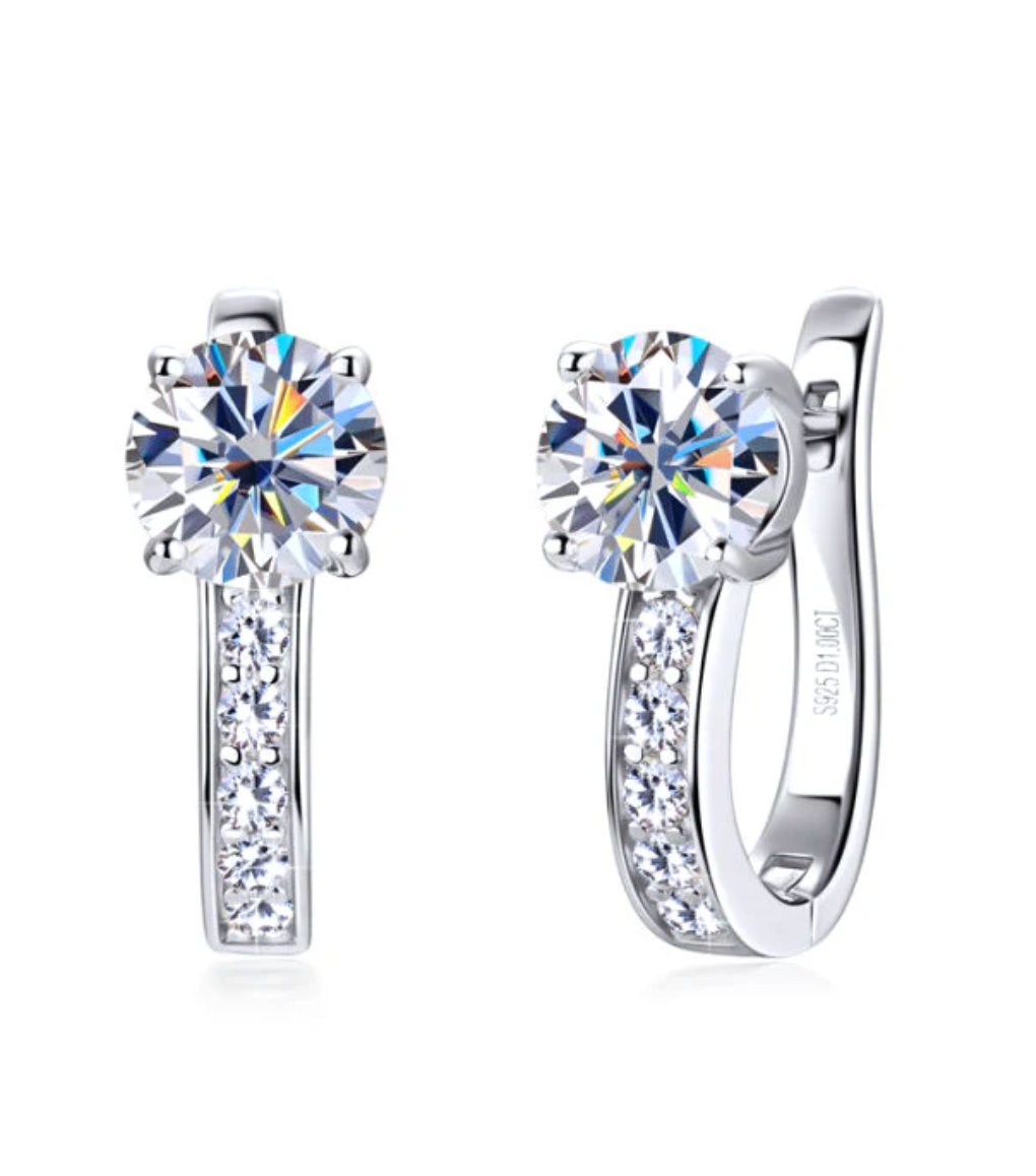 Channel Moissanite Huggie Earrings | Gold