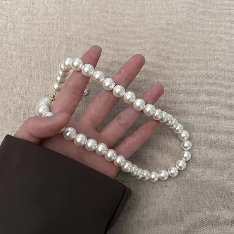 Vintage White Pearl Chain Choker Necklace