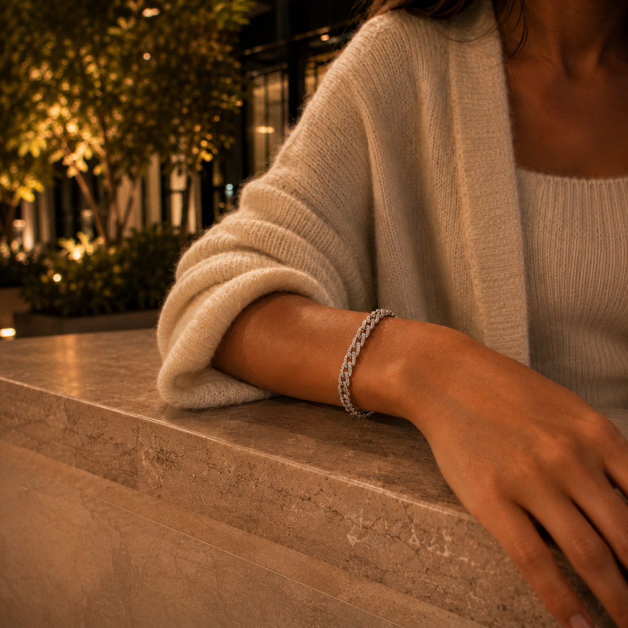 Paved Cuban Bracelet | White Gold