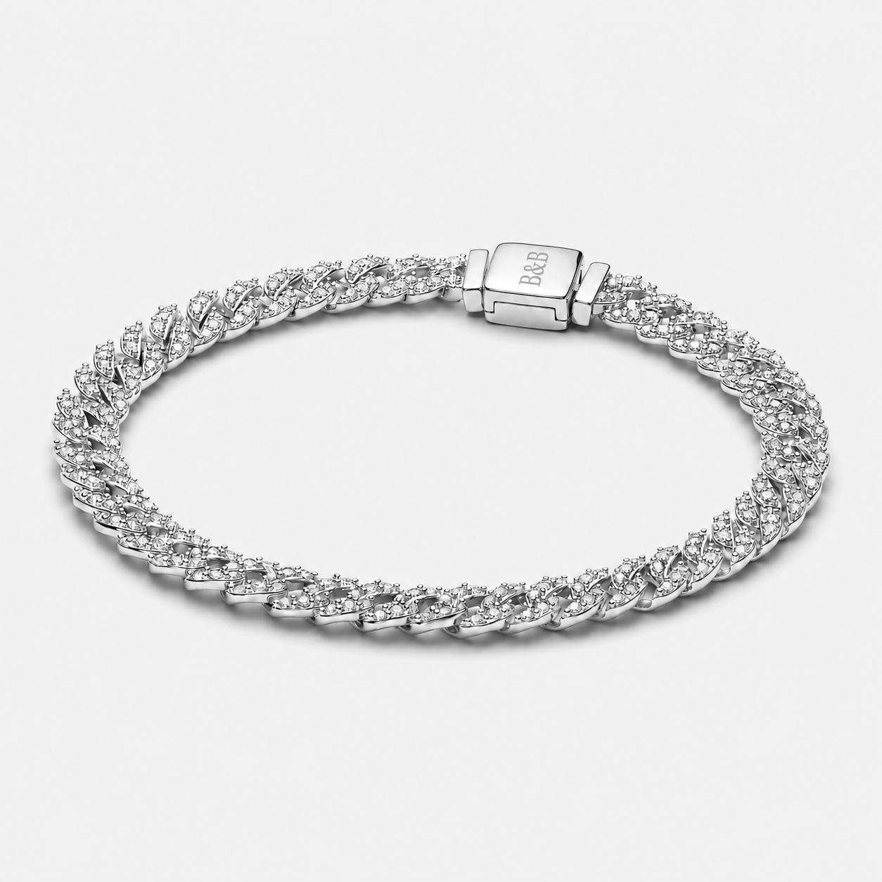 Paved Cuban Bracelet | White Gold