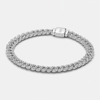 Paved Cuban Bracelet | White Gold